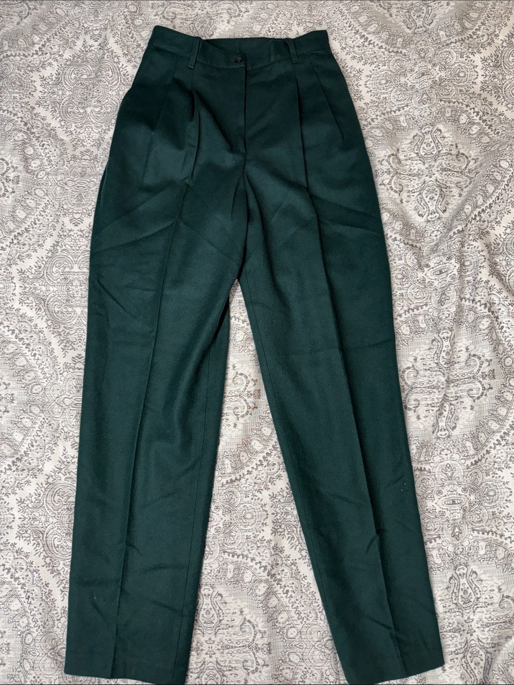 Sag Harbor - Tailored High-Waist Wool Women's Dress Pants in Dark Green - 8
